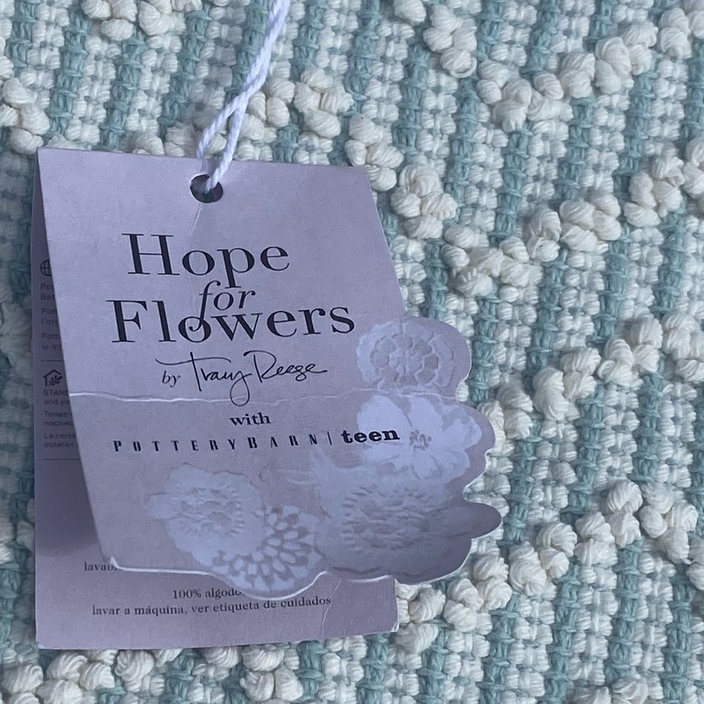 Hope for Flowers by Tracy Reese Blue and Cream Accent Pillow Texture